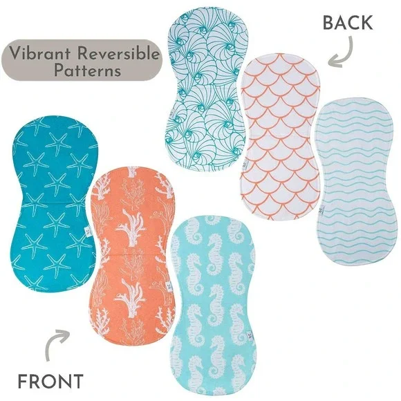 3 Pack Baby Burp Cloths for Boys & Girls Ideal Baby Gift Super Soft 100% Cotton - Picture 3 of 4